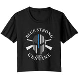 Bella Ladies Flowy Crop T-shirt Blue Strong 100% Genuine