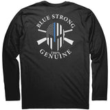 NEXT LEVEL BLUE STRONG 100% GENUINE L/S  LOGO FRONT AND BACK
