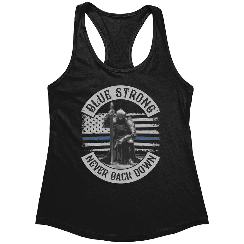"NEVER BACK DOWN" Women's Racerback- Next Level   **NEW ITEM**