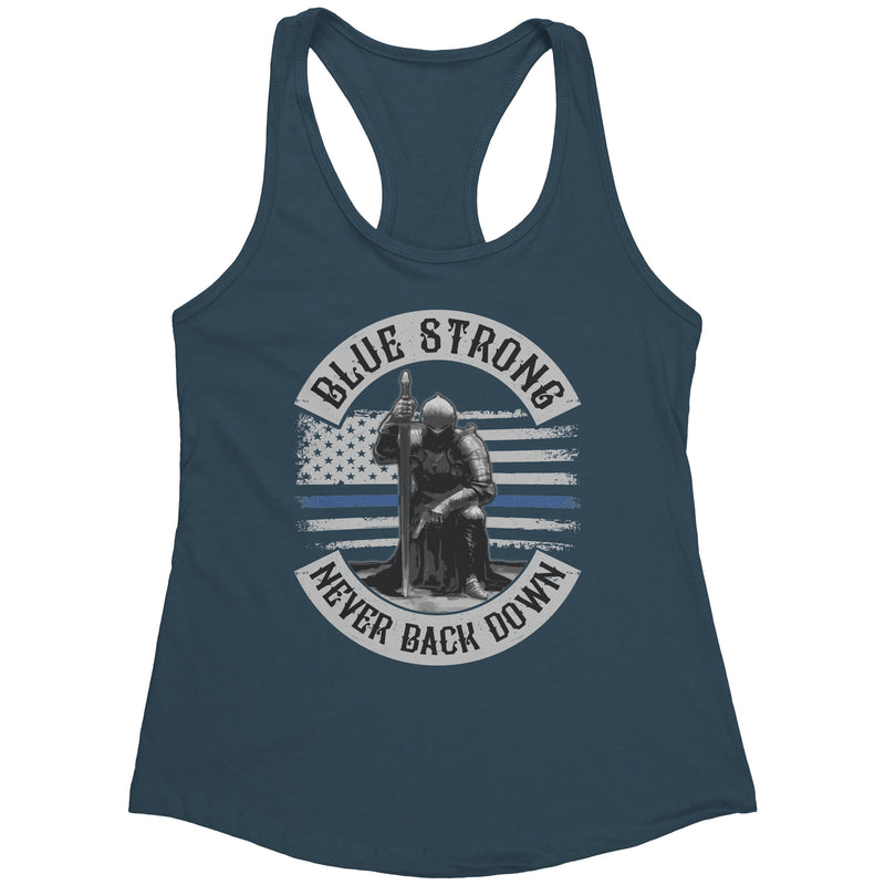 "NEVER BACK DOWN" Women's Racerback- Next Level   **NEW ITEM**