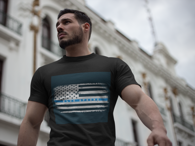 NEXT LEVEL MENS- BLUE STRONG FLAG SHIRT