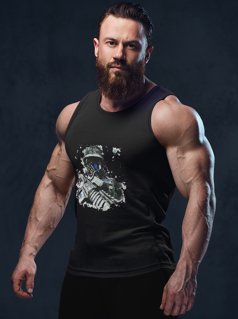 Blue Strong Sheepdog At Your Door -District tank top